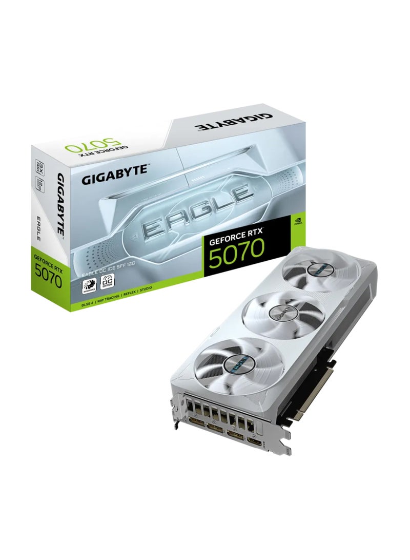 GIGABYTE GeForce RTX 5070 EAGLE OC ICE SFF Graphics Card - 12GB GDDR7, 192-bit, 28Gbps, PCI-E 5.0, DLSS 4, WINDFORCE Cooling, RGB Lighting, 7680x4320 Resolution, 4 Multi-View, DisplayPort 2.1a x3, HDMI 2.1b x1, ATX Form Factor | GV-N5070EAGLEOC ICE-12GD White - Image 1