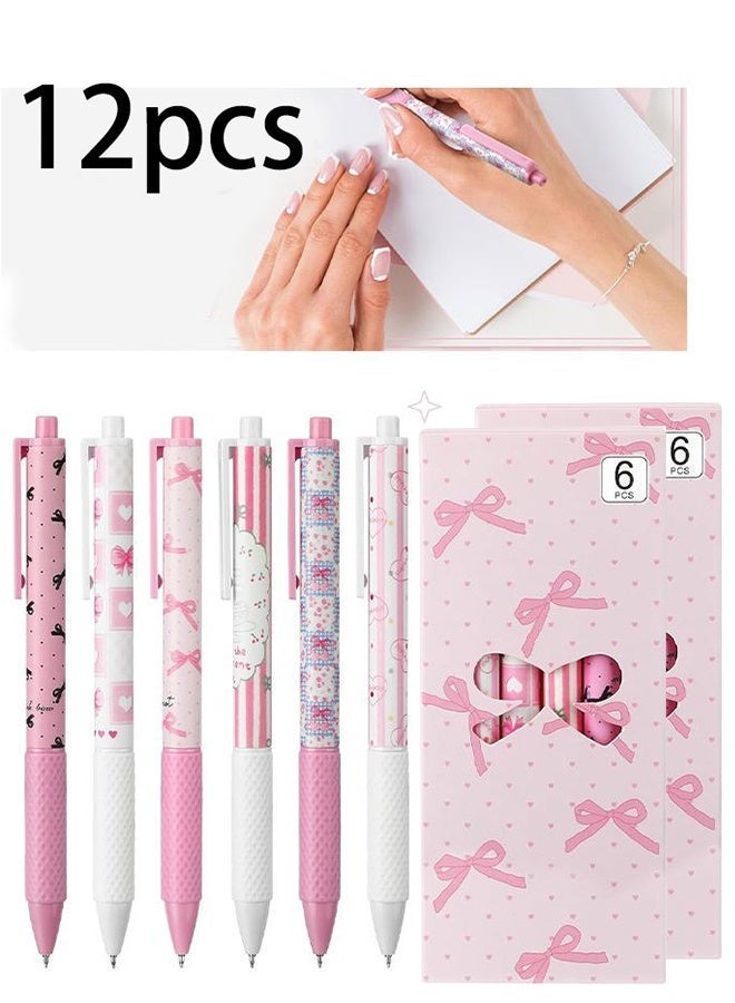 KANGLI 12-Pack Quick-Drying Pink Gel Pens 0.5mm Fine Tip, Smooth Writing Retractable Gel Ink Pens for Office School Classroom Adults Home Education End-of-Year Exams Holiday Stationery Gifts Back-to-School Supplies - Image 1