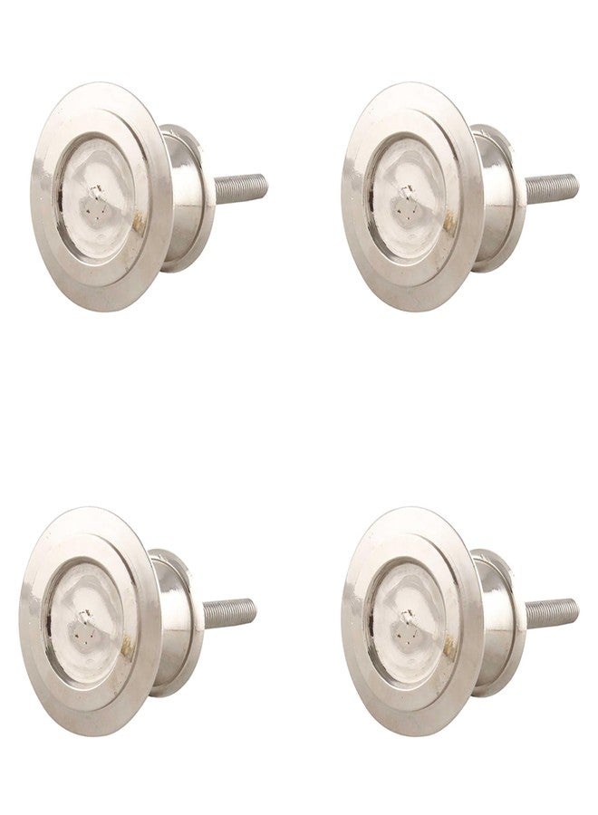 Indian-Shelf Pack of 4 Silver Knobs for Wardrobe Brass Round Antique Wardrobe Drawer Knob for Dresser - Image 1