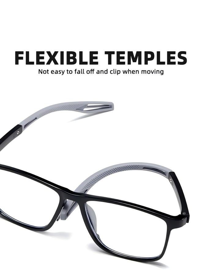 Men's Blue Light Blocking Glasses Anti UV and Glare Blue Light Filter Computer Glasses Rectangular Color Changing Anti Eyestrain Headache Sports Eyewear with Super Light TR Frame Black Grey 55mm - Image 5