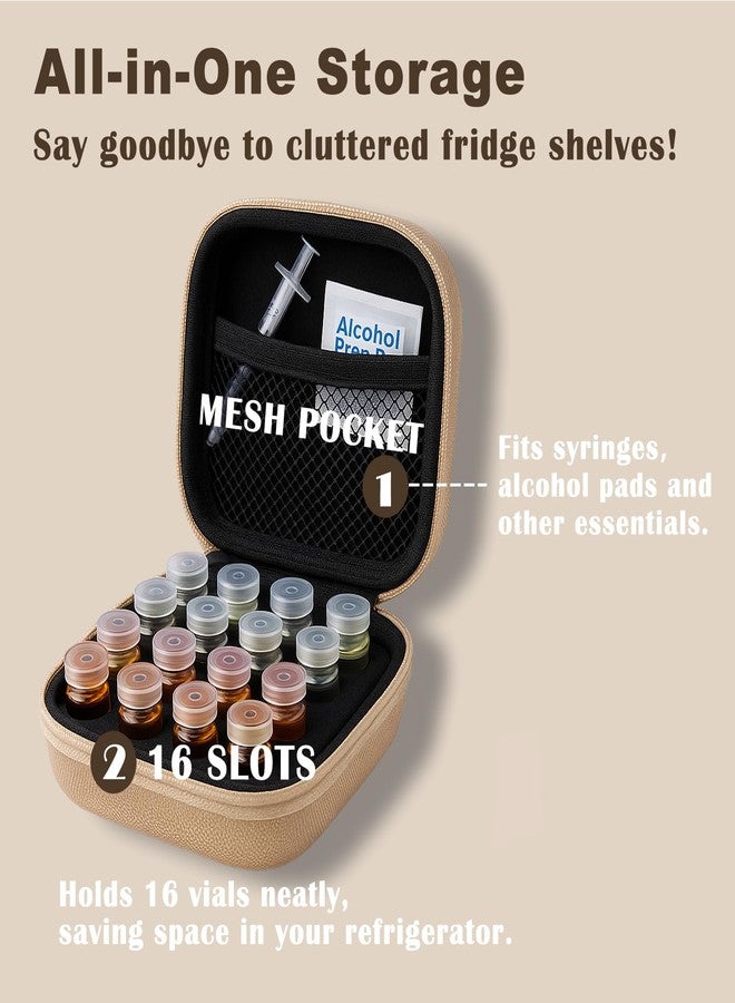 Mazentrix Peptide Vial Case for Fridge Storage - Organizer Holds 1-3ml Vials for Insulin, GLP-1, Peptides,Hard Shell Travel Case with Hand Strap,G0ld - Image 5