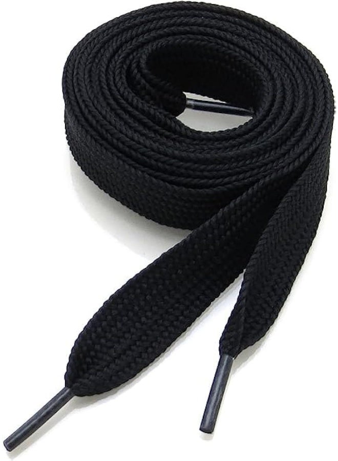 ECVV ECVV 90CM Flat Coloured Athletic Shoe Laces for Sports Shoes Boots Sneakers Skates Fits All Adult and Kids| Black | - Image 1