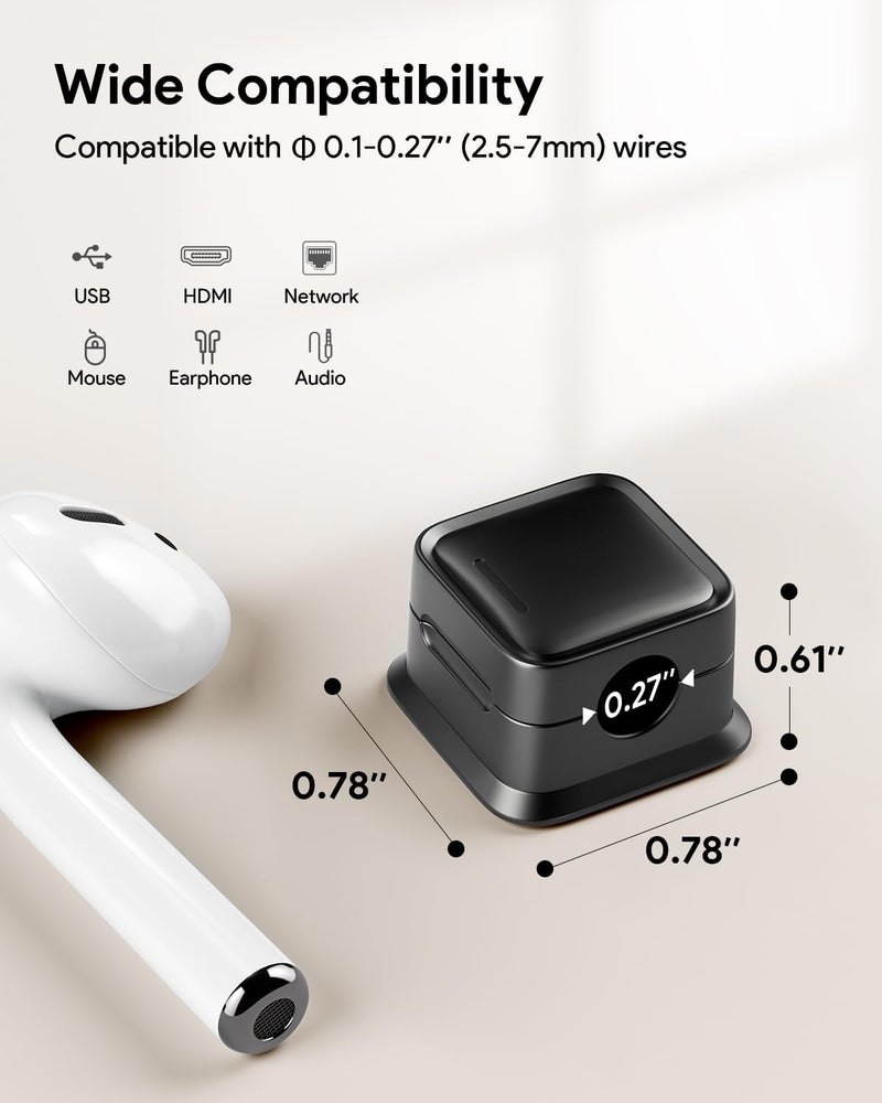 GadgetBite Magnetic Cable Organizer Clips – Self-Adhesive Wire Management Solution for Home and Office,Car,Desk, Management Solution for Data Cable, Power Cords and More (Pack of 6)-Black - Image 5