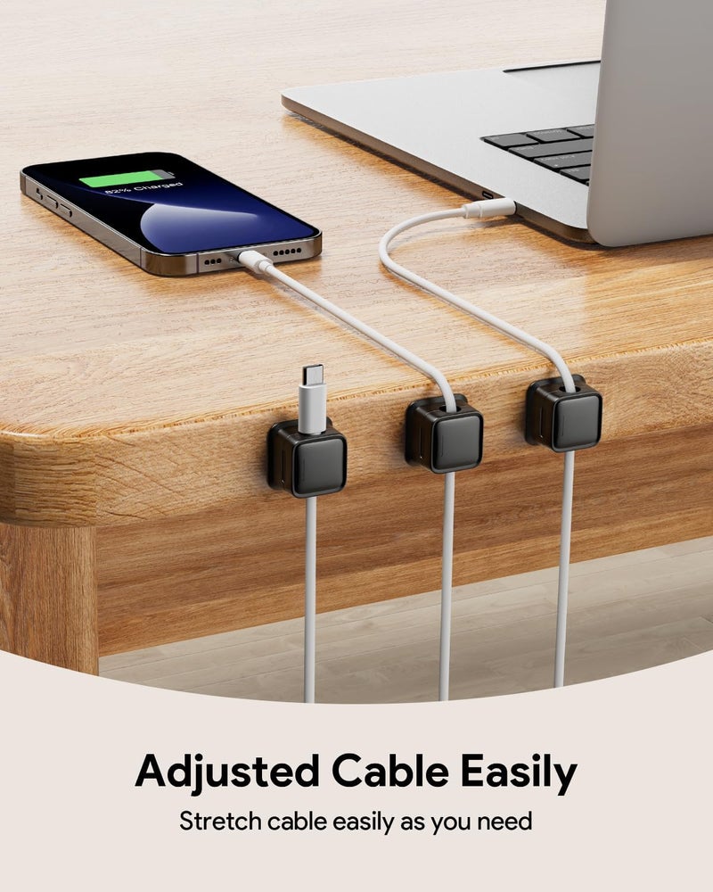 GadgetBite Magnetic Cable Organizer Clips – Self-Adhesive Wire Management Solution for Home and Office,Car,Desk, Management Solution for Data Cable, Power Cords and More (Pack of 6)-Black - Image 2