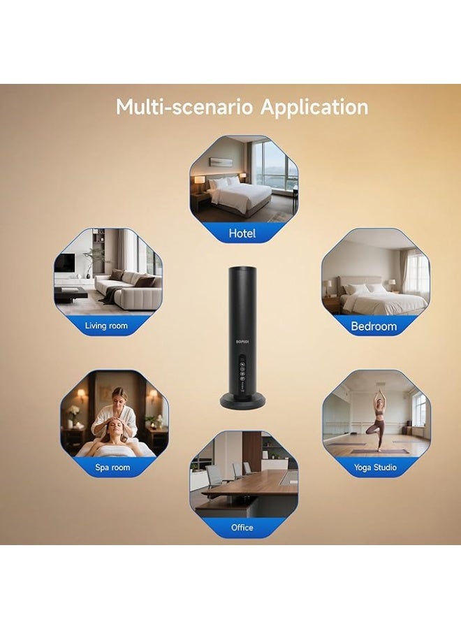 BOMIDI 120mL Essential Oil Diffuser with Bluetooth, Two-Fluid Atomization Technology, 300m³ Coverage, Smart Touch Control, Aluminum Alloy for Home/Office/Spa/Hotel -Golden - Black - Image 5