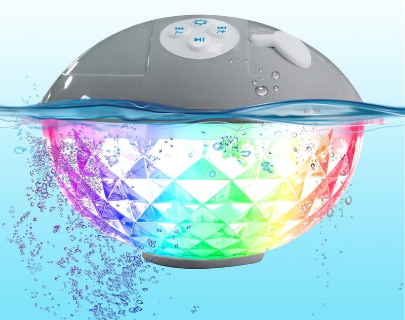 Blufree Floating Pool Speakers with Colorful Lights, IP68 Waterproof Bluetooth Speaker for Pool, Crystal Clear Sound Hot Tub Speaker for Pool, Spa and Outdoor - Image 1