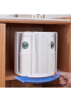 Arabest Versatile Cup and Lid Organizer, 360°Rotating Coffee Cup Dispenser with 4 Compartments, Multifunctional Cup Storage Rack, Durable Paper Cup Holder for Home, Office, Bar, Coffee Shop,White  - Image 2