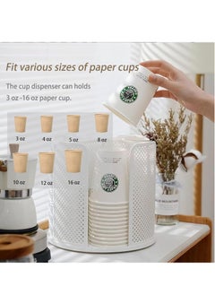 Arabest Versatile Cup and Lid Organizer, 360°Rotating Coffee Cup Dispenser with 4 Compartments, Multifunctional Cup Storage Rack, Durable Paper Cup Holder for Home, Office, Bar, Coffee Shop,White  - Image 3