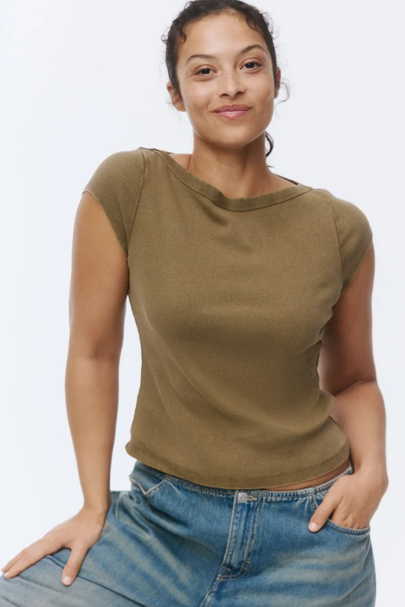 H&M Rib-knit boat-neck top