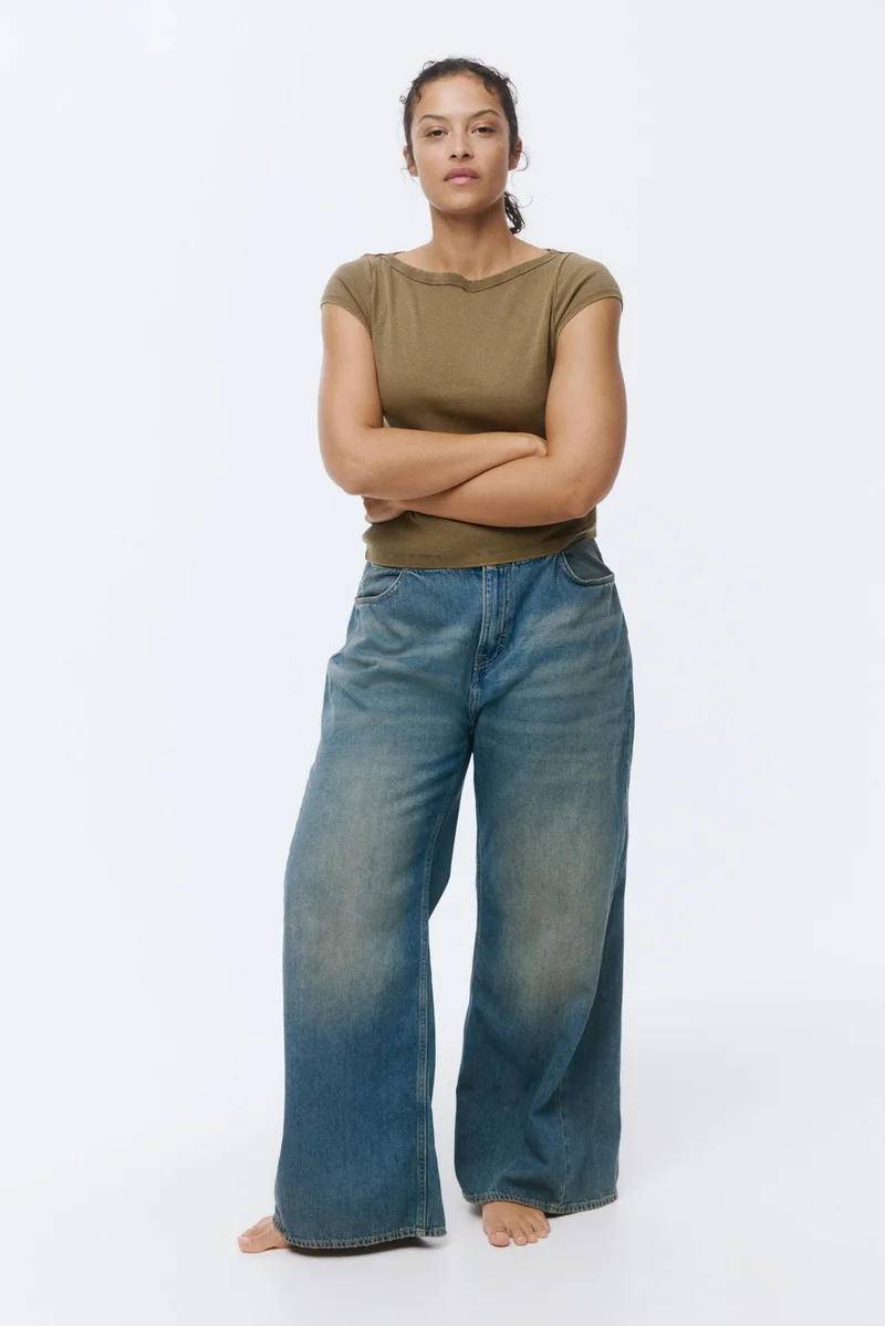 H&M Rib-knit boat-neck top