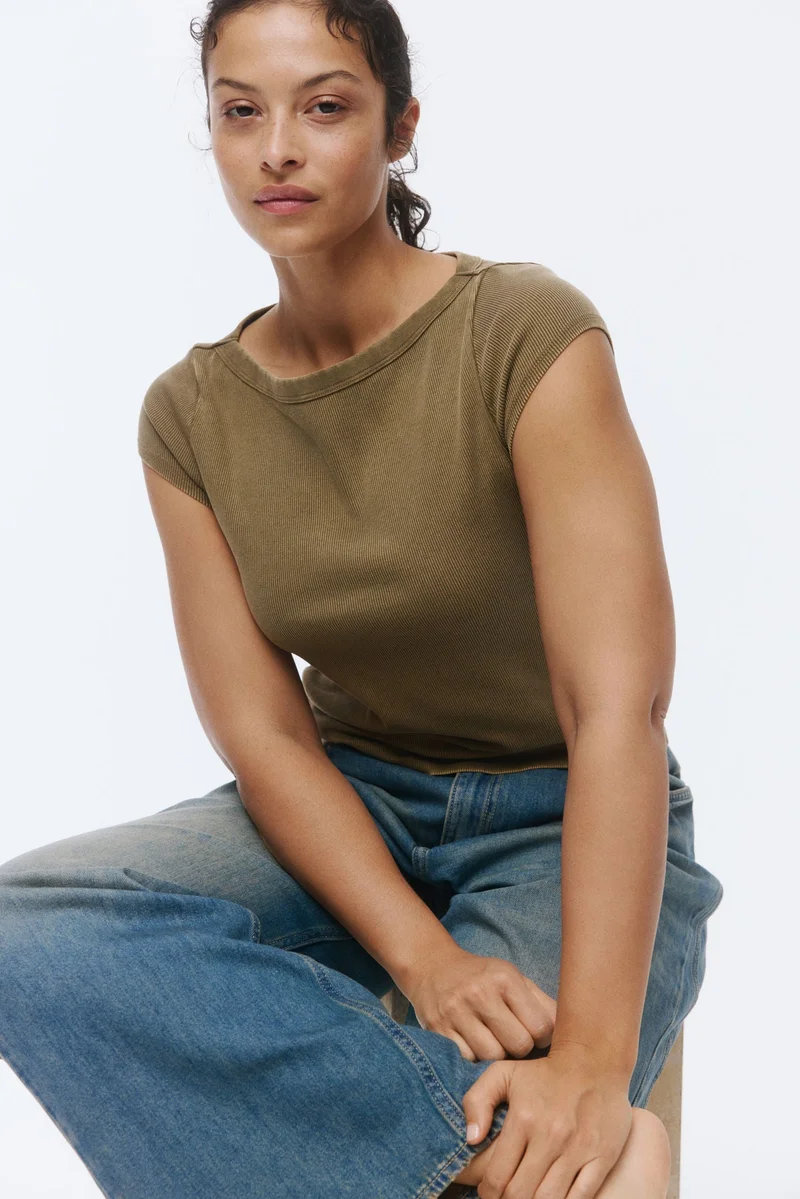 H&M Rib-knit boat-neck top