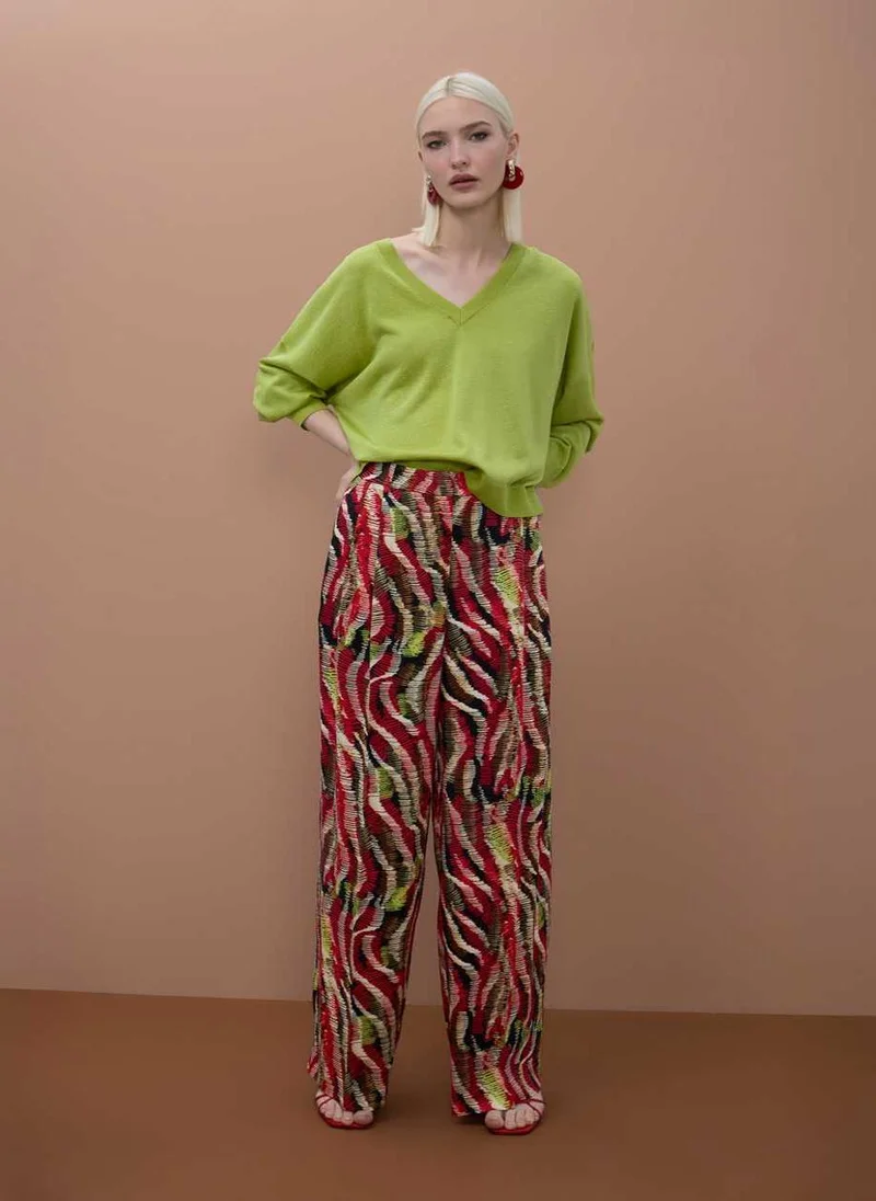 لولا كساديمونت Satin Printed Wideleg Pants