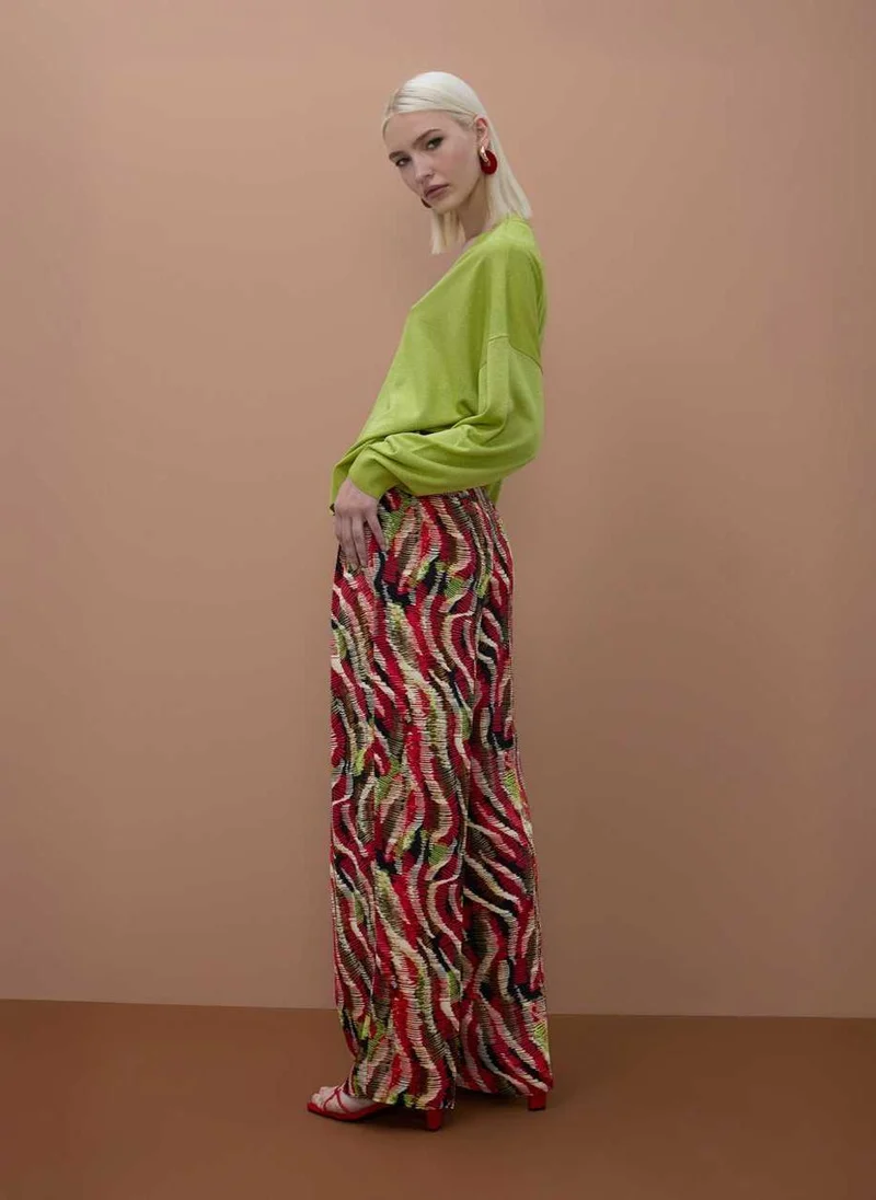 لولا كساديمونت Satin Printed Wideleg Pants