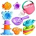 Fajiabao Baby Bath Toys for Kids Ages 13 Toddler Bath Toys Mold Free for 24 Bathtub Sand Beach Pool Water Toys for 1 Year Old Girl Gifts 9 PCS Color Random - Image 2