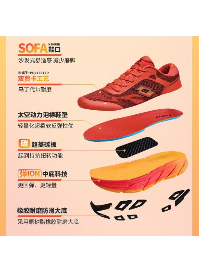 Lotto Men's Casual Shoes Spring Autumn Carbon Plate Mesh Sports Running Shoes Shock Absorption J1208 Black Size 39