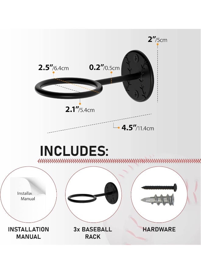 Wallniture Sporta Baseball Display Memorabilia Holder Heavy-Duty Wall Mount Rack for Collectibles Steel Package Quantity: 3 - Image 3