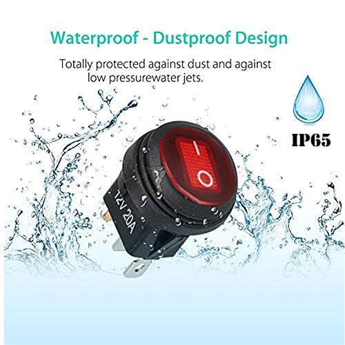 QOFOWIN Toggle Switch 12V, Waterproof LED ON/Off Boat Rocker Switch SPST with Pre-soldered Wires,12V 20A/24V 10A Toggle Switches for car, Light,Truck,Test (4Pcs+Wire)(red) - Image 2