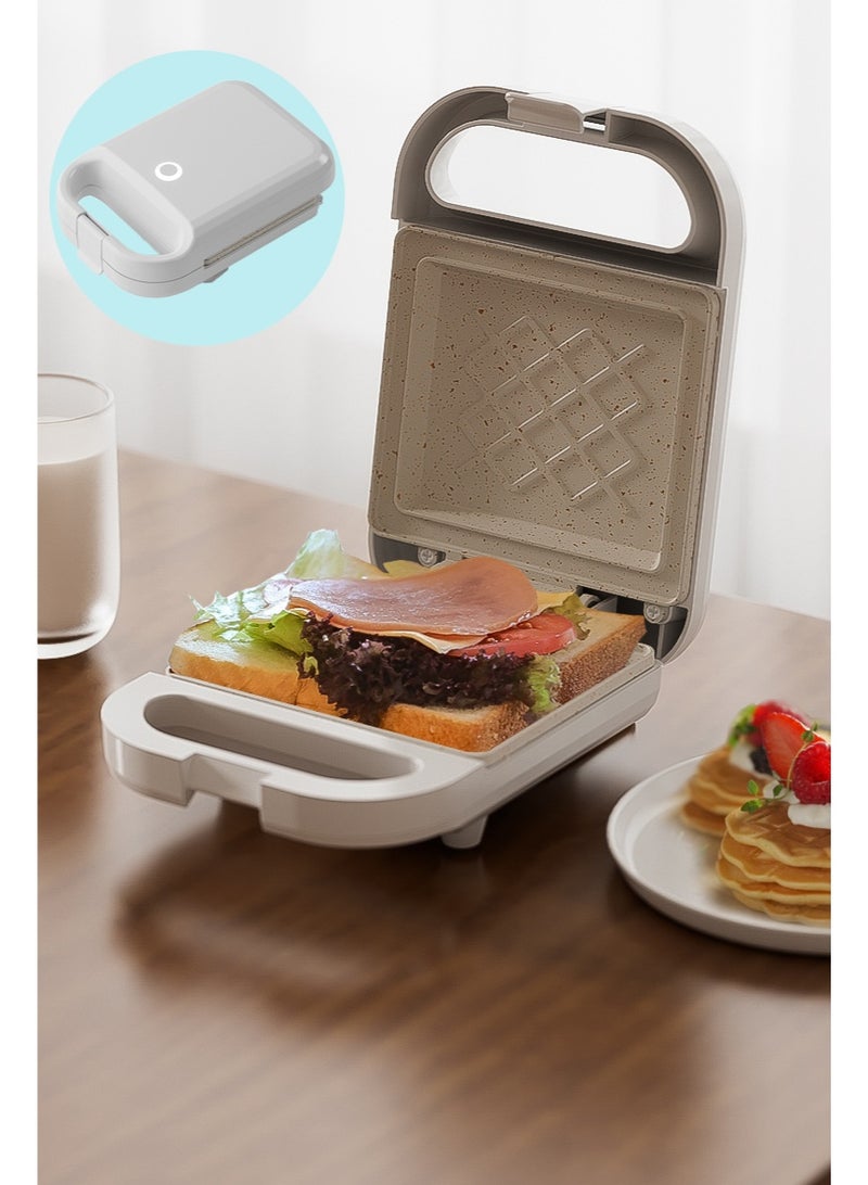 Monda 3-Minute Breakfast Maker - 650W Double-Sided Grill, 2cm Deep Non-Stick Plate, Vertical Storage, Easy Cleaning, Suitable for Sandwiches, Waffles, and Omelets - Compact Personal Grill, White - Image 1