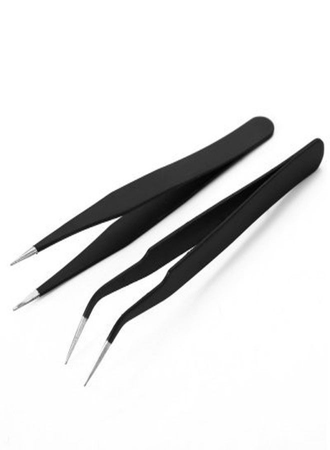 ISC 2 Pcs Safe Precision Tweezers, Anti-Static Stainless Steel Tweezers Non-Magnetic Tweezer Set for Electronics, Jewelry, Craft, Laboratory Work, Eyebrow & Ingrown Hair Removal - Image 1