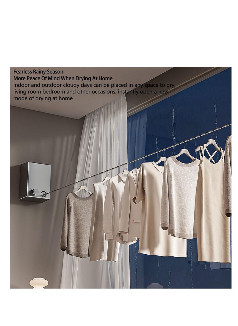 Generic - Stainless Steel Retractable Clothesline, Wall-Mounted Clothesline, Outdoor Clothesline, 0-4.2M Freely Adjustable, Suitable for Home, Hotel, Laundry Room, Bathroom, Balcony, Outdoor, Indoor - Image 1