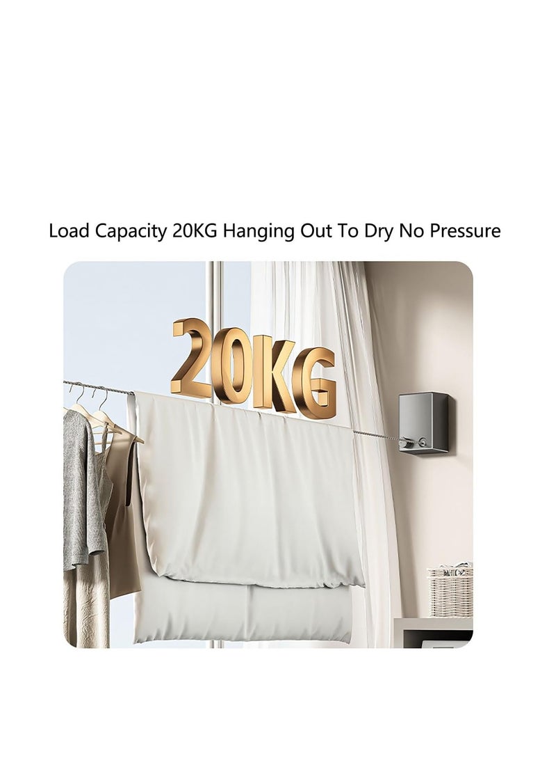 Generic - Stainless Steel Retractable Clothesline, Wall-Mounted Clothesline, Outdoor Clothesline, 0-4.2M Freely Adjustable, Suitable for Home, Hotel, Laundry Room, Bathroom, Balcony, Outdoor, Indoor - Image 1