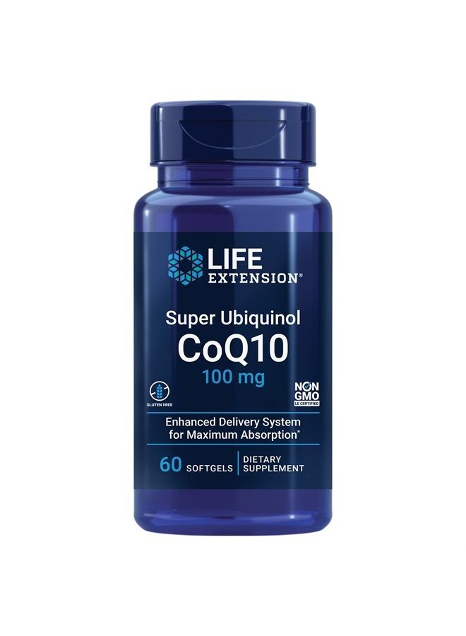 Life Extension سوبر يوبكوينول CoQ10 100 ملغ – لصحة القلب ومكافحة الشيخوخة - مكمل إدارة الكوليسترول والطاقة – إنزيم Q10 للأعضاء - خالي من الغلوتين، غير معدل وراثيًا – 60 كبسولة لينة - Image 1