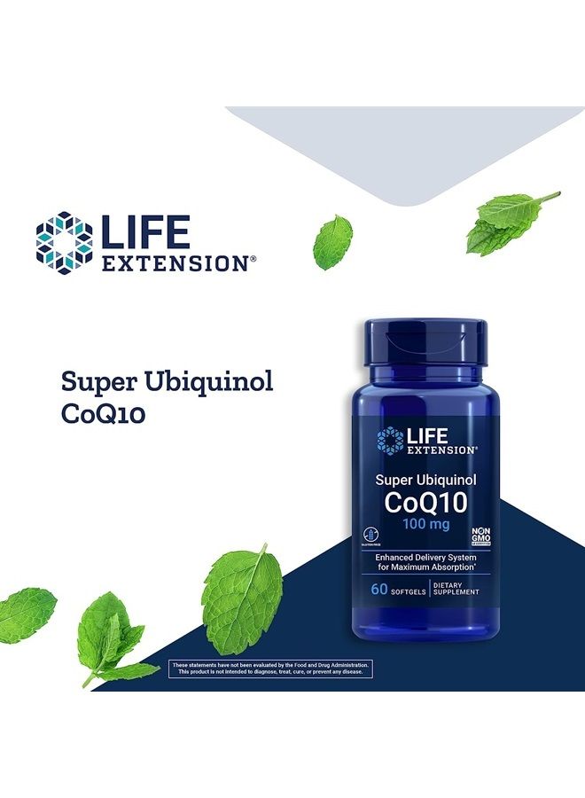 Life Extension سوبر يوبكوينول CoQ10 100 ملغ – لصحة القلب ومكافحة الشيخوخة - مكمل إدارة الكوليسترول والطاقة – إنزيم Q10 للأعضاء - خالي من الغلوتين، غير معدل وراثيًا – 60 كبسولة لينة - Image 3