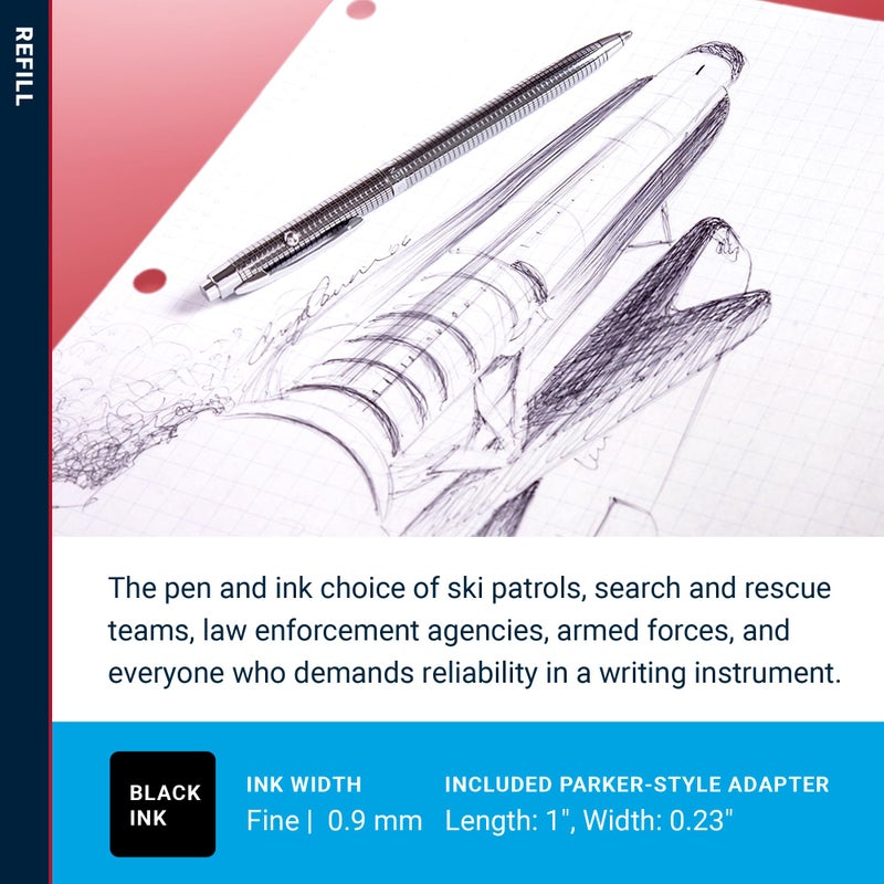 Fisher Space Pen Fine Point Pressurized Cartridge Refill, Black Ink, 2 Pack - Image 3