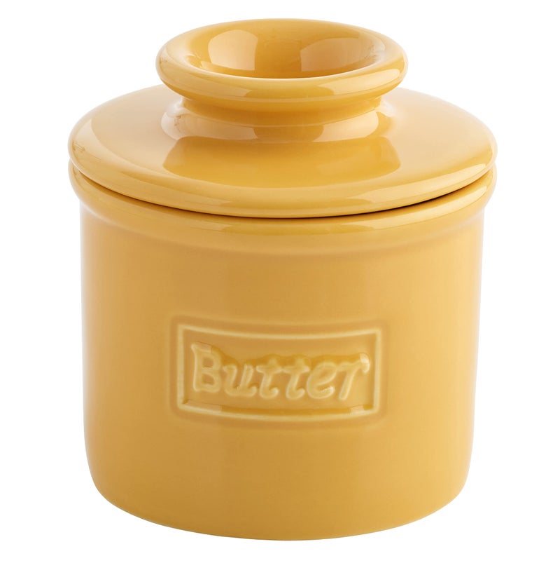 Butter Bell - The Original Butter Bell crock by L Tremain, a Countertop French Ceramic Butter Dish Keeper for Spreadable Butter, Café Retro Collection, Golden Yellow, Glossy Finish - Image 1