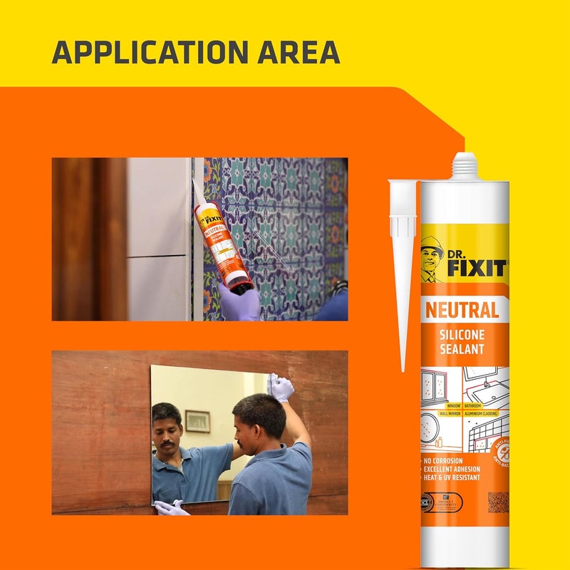 Dr. Fixit Neutral Silicone Sealant Clear 280ML - High-Performance Waterproof Adhesive - Image 3
