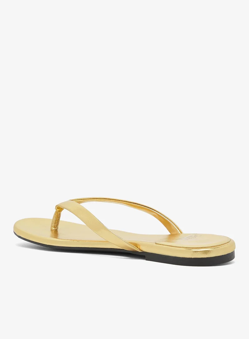 Jeffrey Campbell Gold Metallic Flat Thong Sandal for Women | Best Price UAE