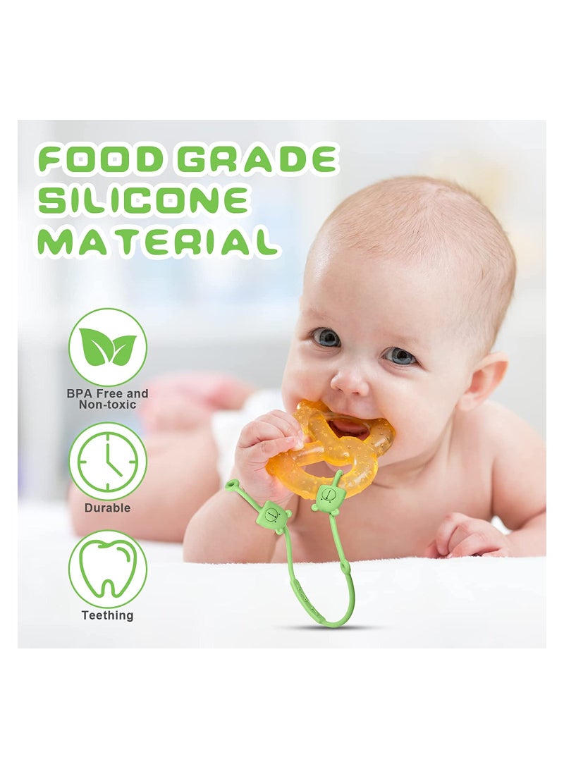 SOLARAE 4pcs Toy Safety Straps Silicone Adjustable Baby Pacifier Teether Straps Toddler Toy Bottle Harness Straps for Strollers High Chair Cribs Bags BPA Free Multi Colors - Image 4