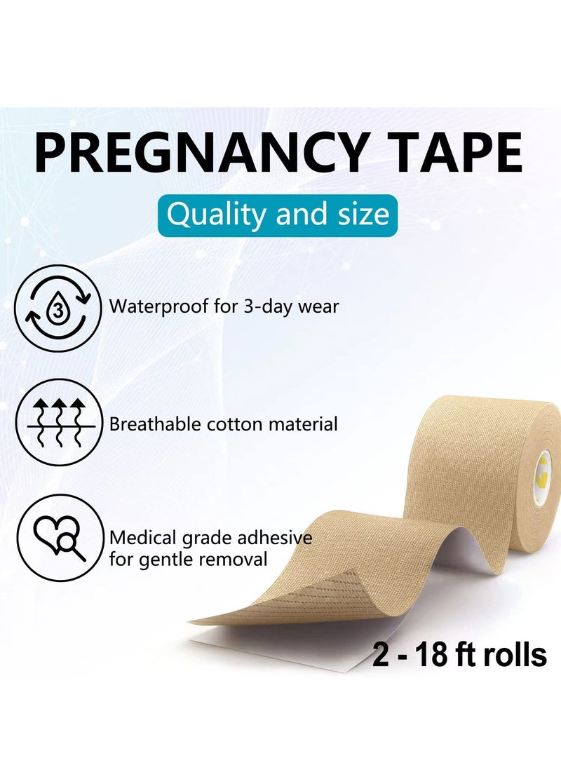 SOLARAE Pregnancy Belly Band, 2 Rolls Comfort Pregnancy Tape, Soft & Breathable, Prenatal Abdominal Support, Relieve Lower Back, Pelvic Pain, Simple Elastic Belt for Expecting Mom - Image 3