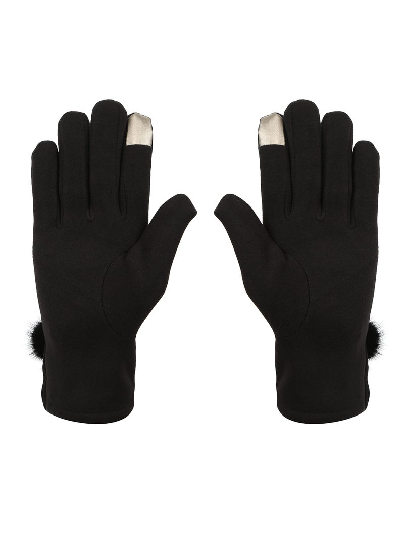 FabSeasons Warm PU Winter gloves with Touchscreen finger for Girls and Women - Image 2