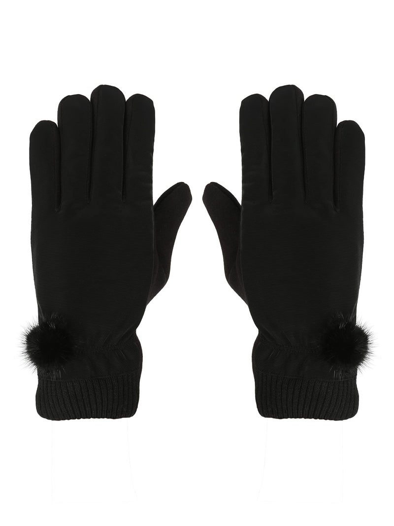FabSeasons Warm PU Winter gloves with Touchscreen finger for Girls and Women - Image 1