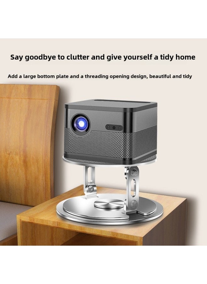 Household Rack Wall Hanging Punch-free Desktop Storage Rack Tray 360-degree Rotatable Projector Bracket Placement Table-Color:White - Image 3