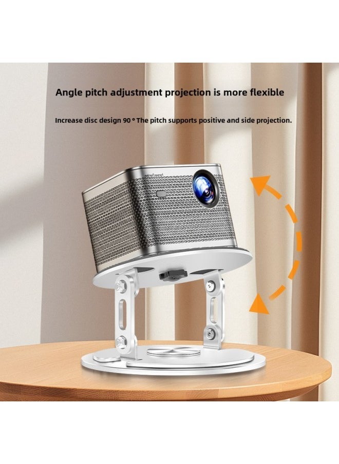 Household Rack Wall Hanging Punch-free Desktop Storage Rack Tray 360-degree Rotatable Projector Bracket Placement Table-Color:White - Image 1
