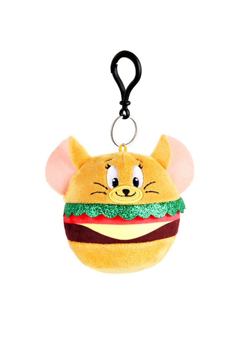 Creative Cute Plush Keychain, Cute Backpack Pendant, Suitable For Wallet Key Ring Decoration, (8cm Jerry Mouse Pendant, Hamburger Style)  - Image 1