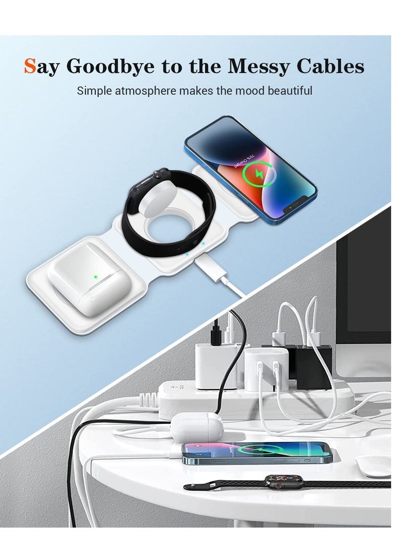 ELTRAZONE Wireless Charger 3 in 1, Magnetic Foldable Wireless Charging Station for iPhone 13/12/11 Pro Max/X/Xs Max/8/8 Plus, iWatch Series 7/6/5/SE/4/3/2,  - Image 3
