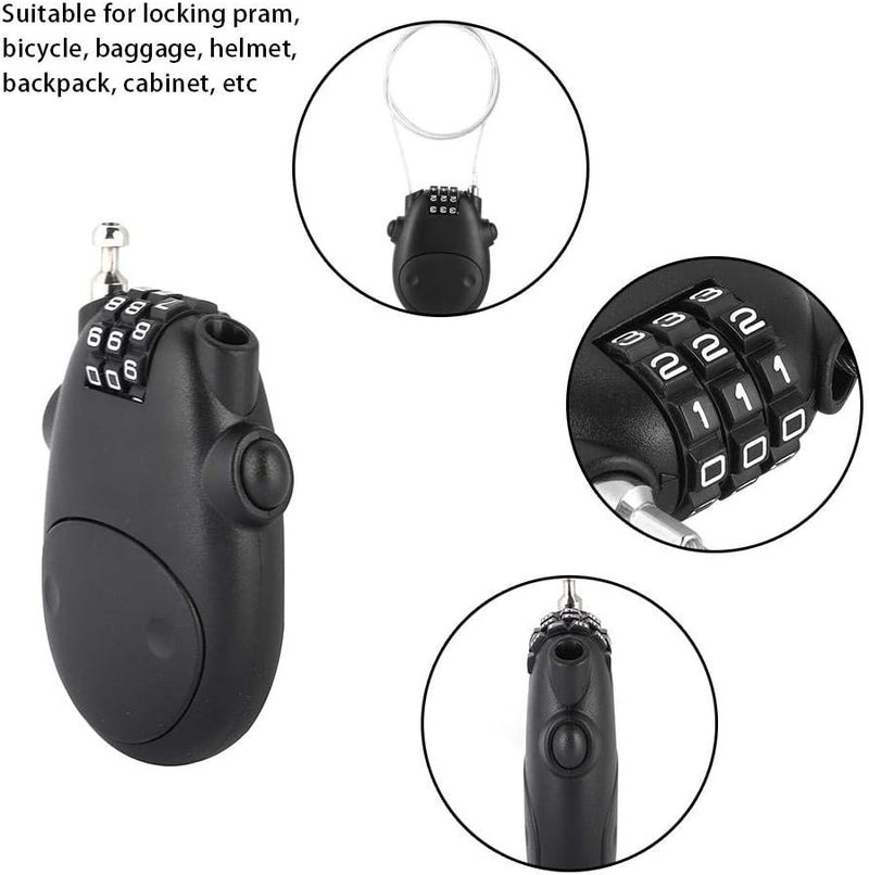 klarako 3 Digit Code Combination Password Lock for Stroller Bicycle Stroller Password Security Lock(Black) Black - Image 1
