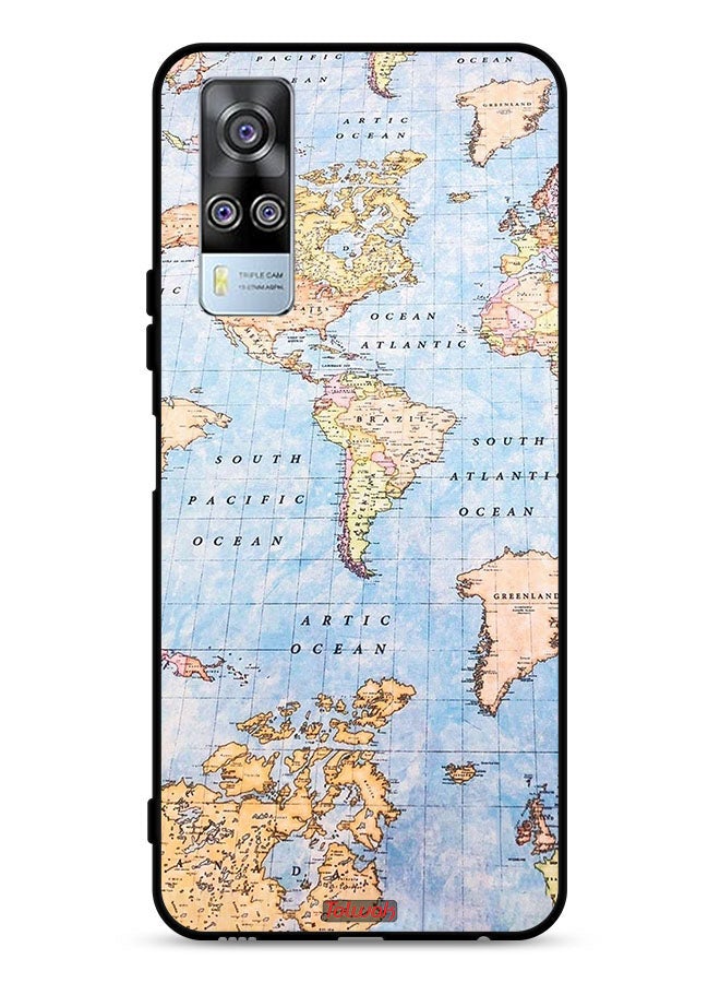Tolwak vivo Y51 2020 Protective Case Cover World Map - Image 1