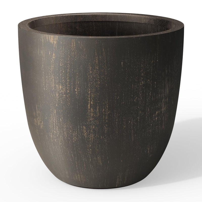 Kante 18 Inch Dia Round Concrete Planter, Indoor Outdoor Large Plant Pot with Drainage Hole and Rubber Plug for Home Patio Garden, Oil Rubbed Bronze - Image 1