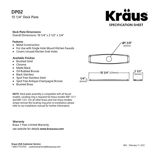 KRAUS Deck Plate for Kitchen Faucet in Spot Free Stainless Steel, DP02SFS - Image 5
