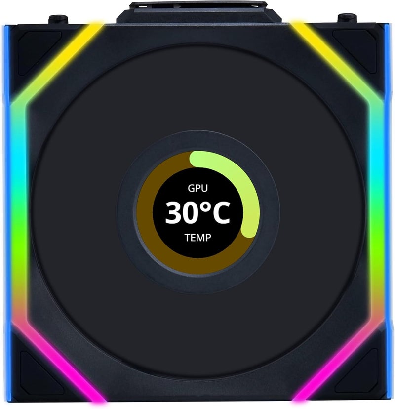 UNI Fan SL - LCD Wireless 120 (Reverse Blade) - ARGB PC Case Fan - 1.6" LCD - 2.4 GHz Wireless Signal RGB & Fans Control - L-Wireless Controller Not Included & Required - Black (12RSLLCD1W1B) - Image 1