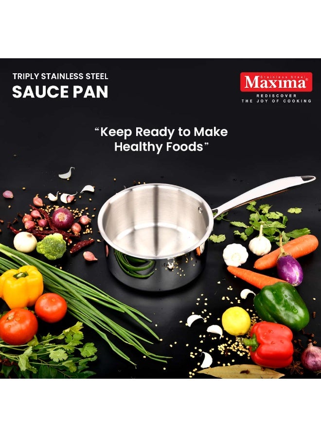 Maxima Stainless Steel 18/10 Casserole Pan With Lid 16 cm - Image 4