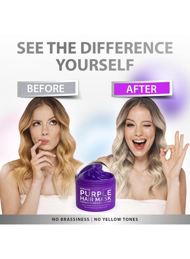 SUNATORIA NEW Keratin Purple Hair Mask- Blonde Hair Purple Toner - Repair & Nourishment Treatment for Bleached, Brassy Hair - No Yellow Tones - Deep Conditioner for Color Treated Locks - Image 4