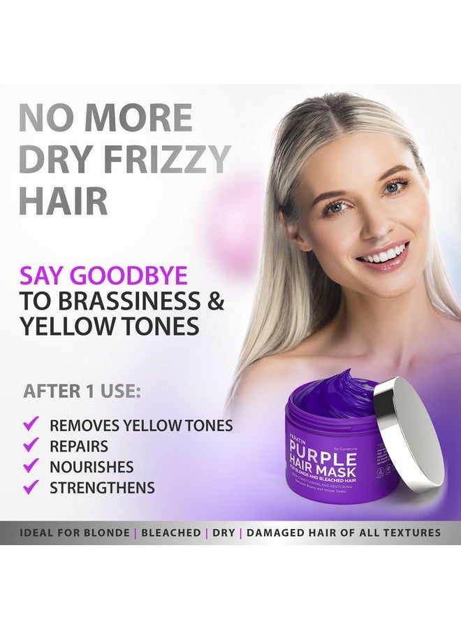 SUNATORIA NEW Keratin Purple Hair Mask- Blonde Hair Purple Toner - Repair & Nourishment Treatment for Bleached, Brassy Hair - No Yellow Tones - Deep Conditioner for Color Treated Locks - Image 2
