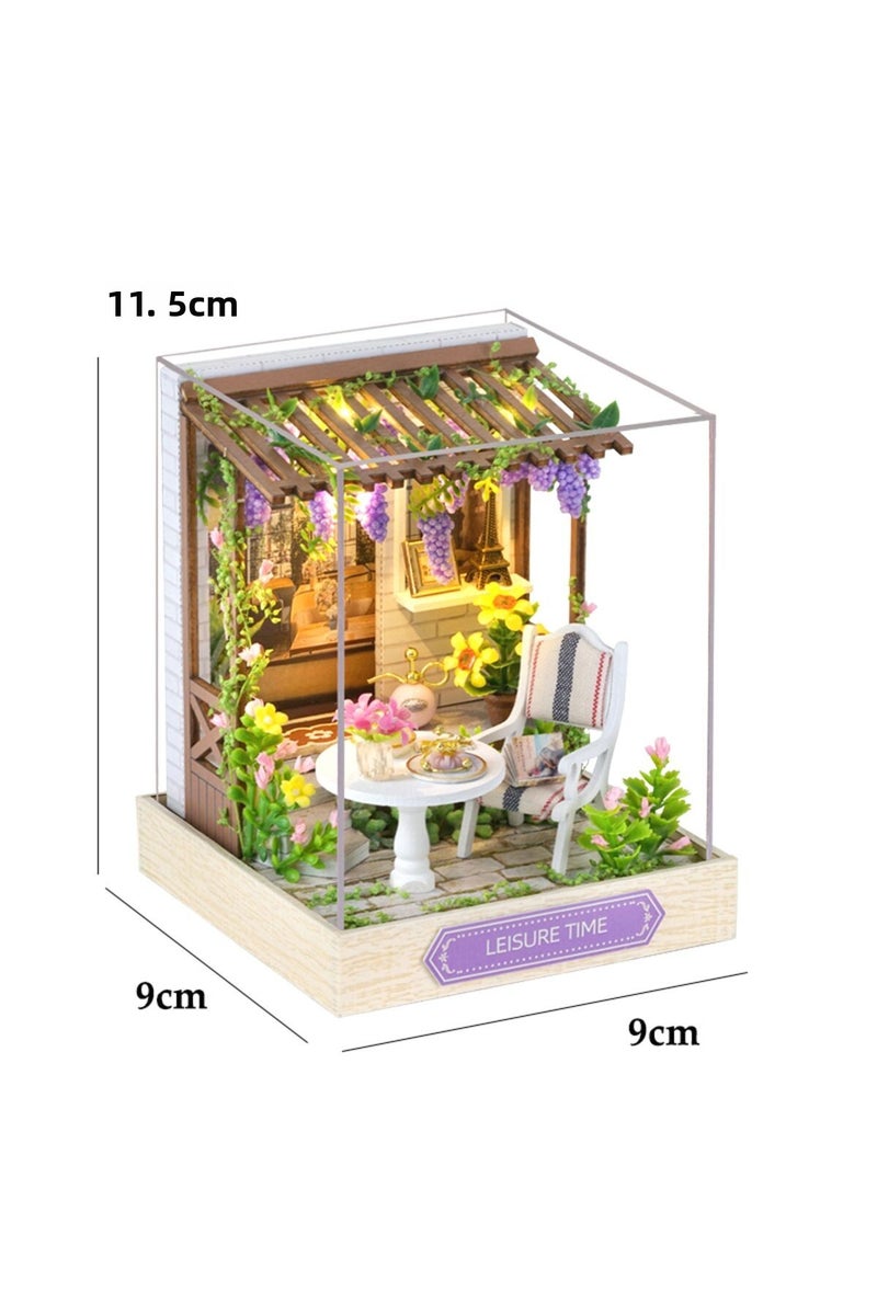 Qt-087 مع غطاء، بيت دمى صغير، طقم بناء منزل صغير، مصنوع يدويًا، نموذج تركيب ثلاثي الأبعاد، غرفة