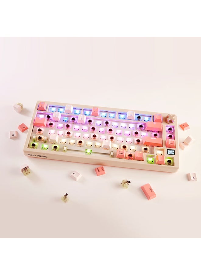 Cherry Pixiu 75 Customizable Keyboard, Gasket 2.4g Bluetooth Tri-mode Wireless Rgb, Hot-swappable, Gaming Keyboard, Compatible With Win/mac, White, Brown Switch - Image 5