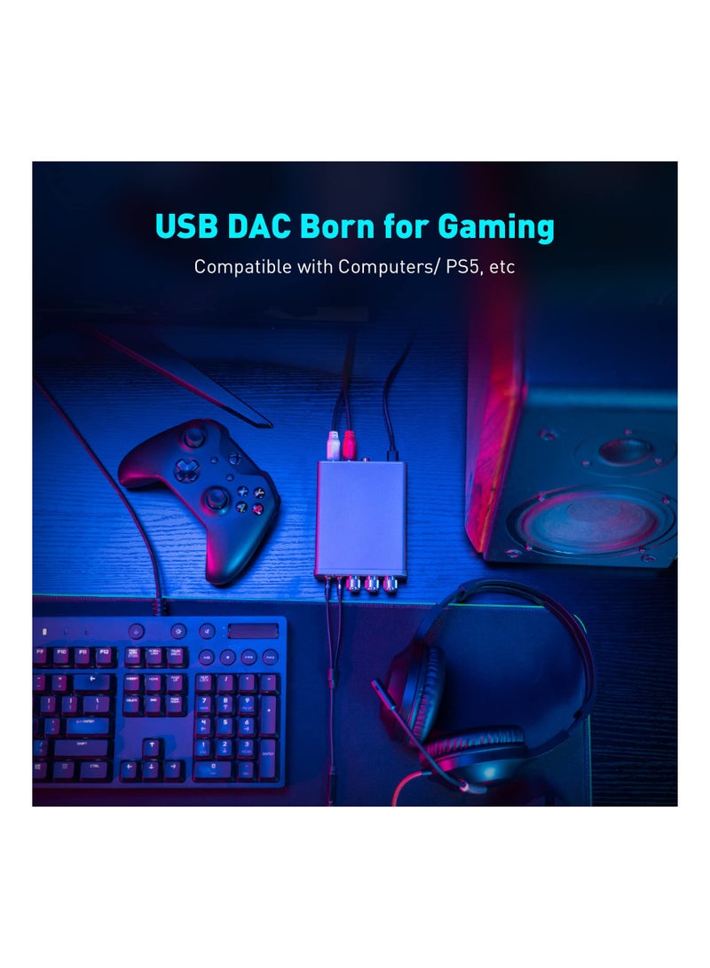 Mini Hi-Fi Stereo DAC Headphone Amplifier - USB Type C/Optical/Coaxial to RCA/3.5MM AUX Audio Converter for PS5, PC, MAC, and Computer Gaming. - Image 3